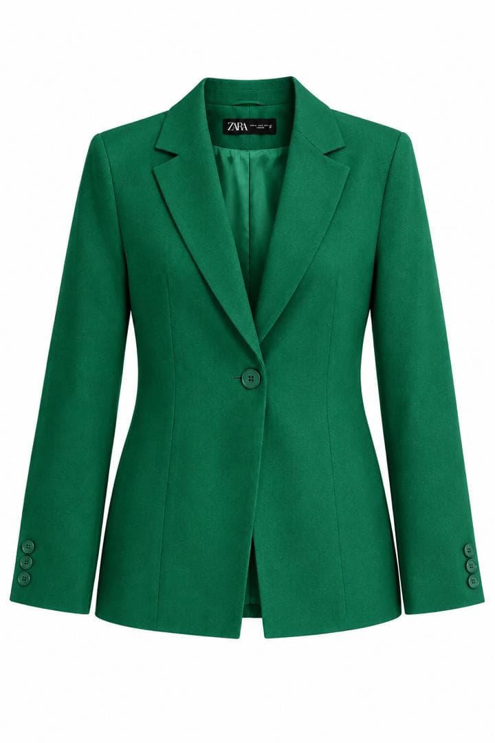 IZZET CANDEN Green Tailored Single Button Blazers