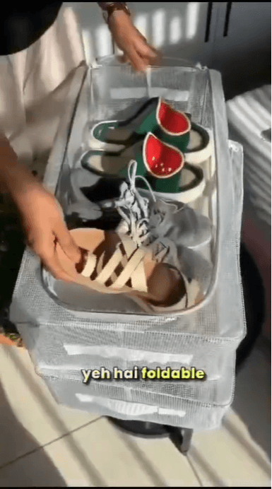 Foldable Mesh Shoe Organizer Box