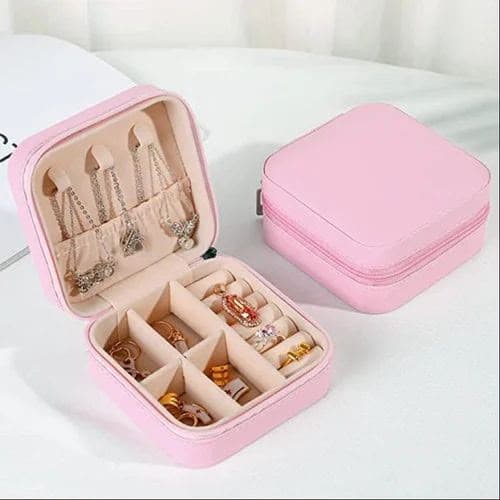 Pink Faux Leather Jewelry Box