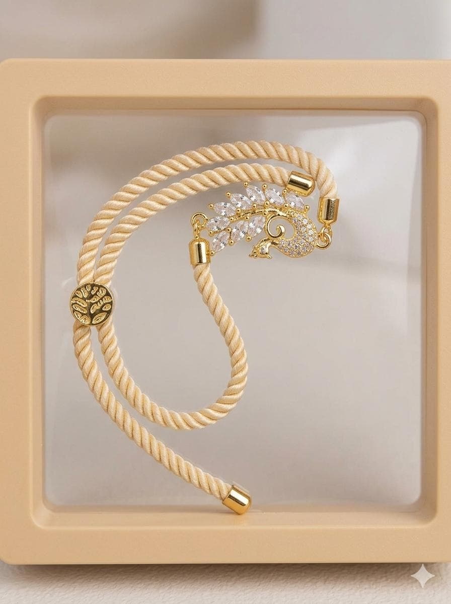 Peacock Charm Rakhi with Tree of Life Slider