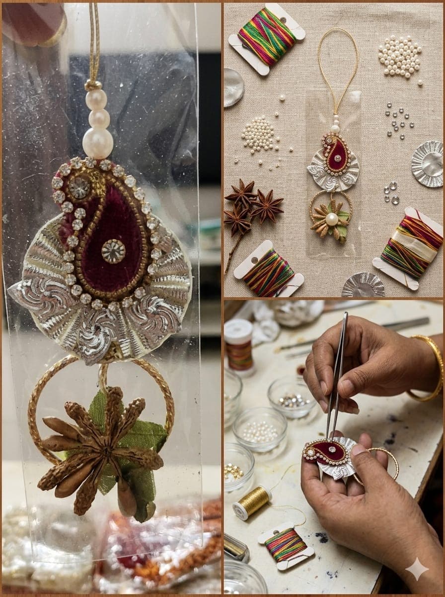 Handcrafted Paisley Rakhi with Star Anise Embellishment