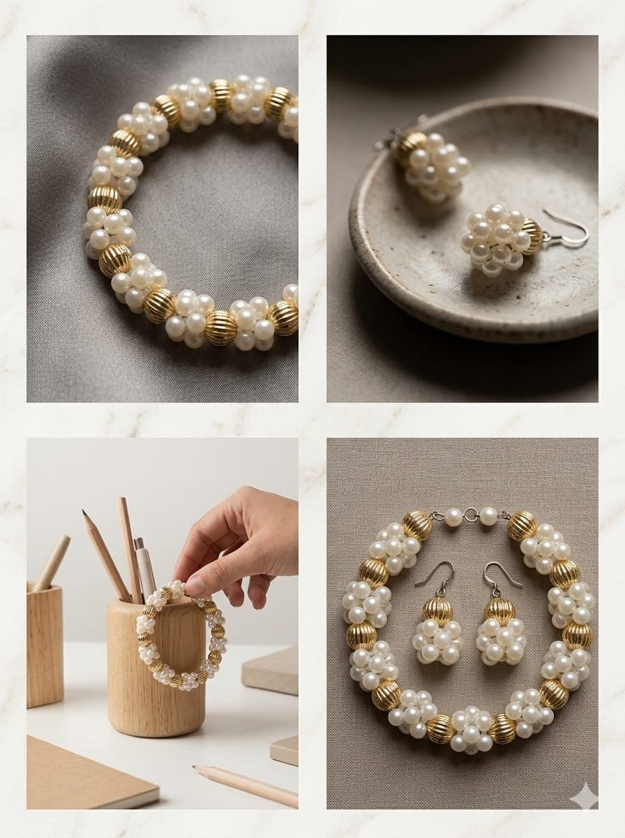 Pearl and Gold Rakhi Set
