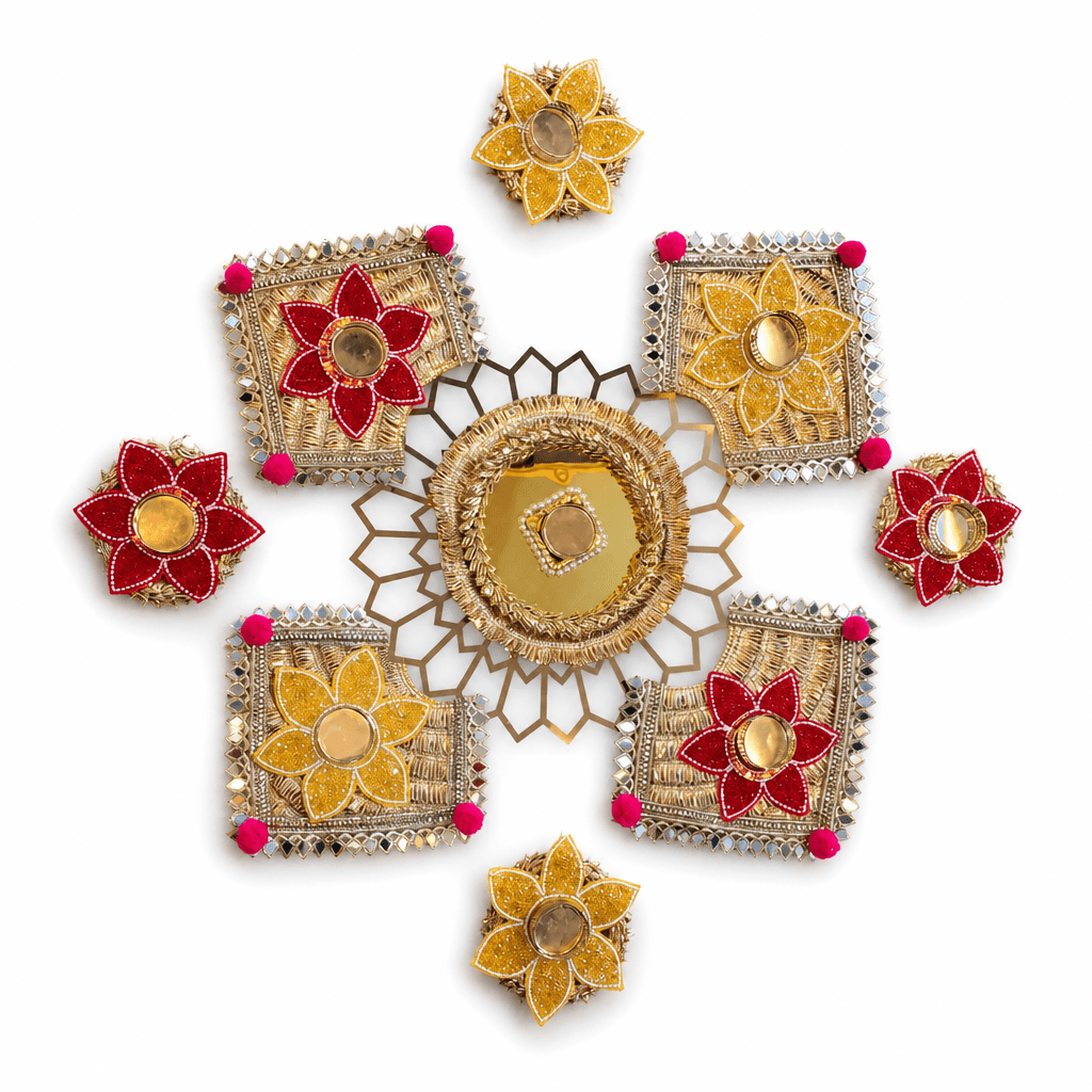 Embellished Floral Decorative Set of 9