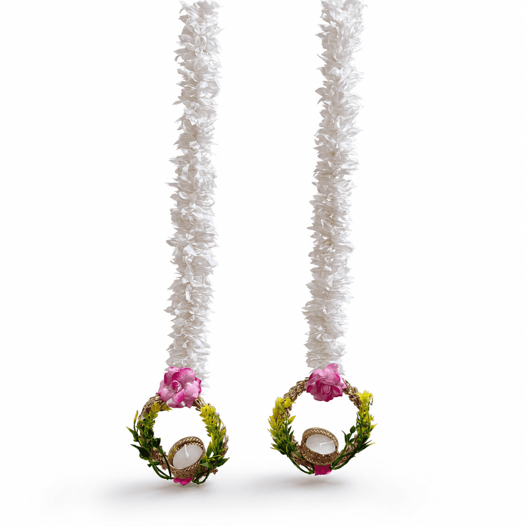 White Floral Garlands with Tealight Holders