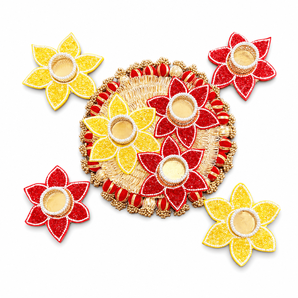 Diwali Flower Tealight Holders Set