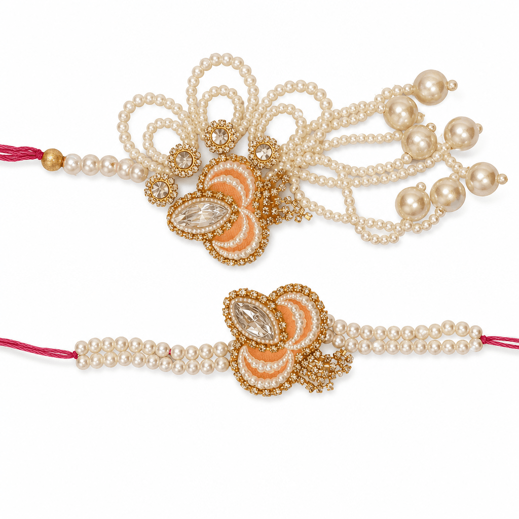 Traditional Pearl Rakhi Set