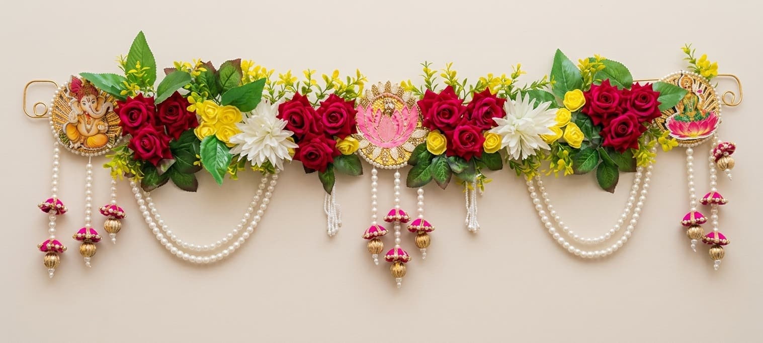 Goddess Lakshmi and Ganesha Floral Toran