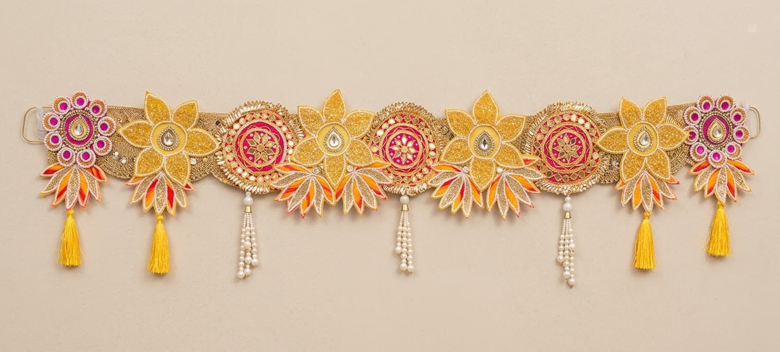 Embroidered Floral Toran with Tassels