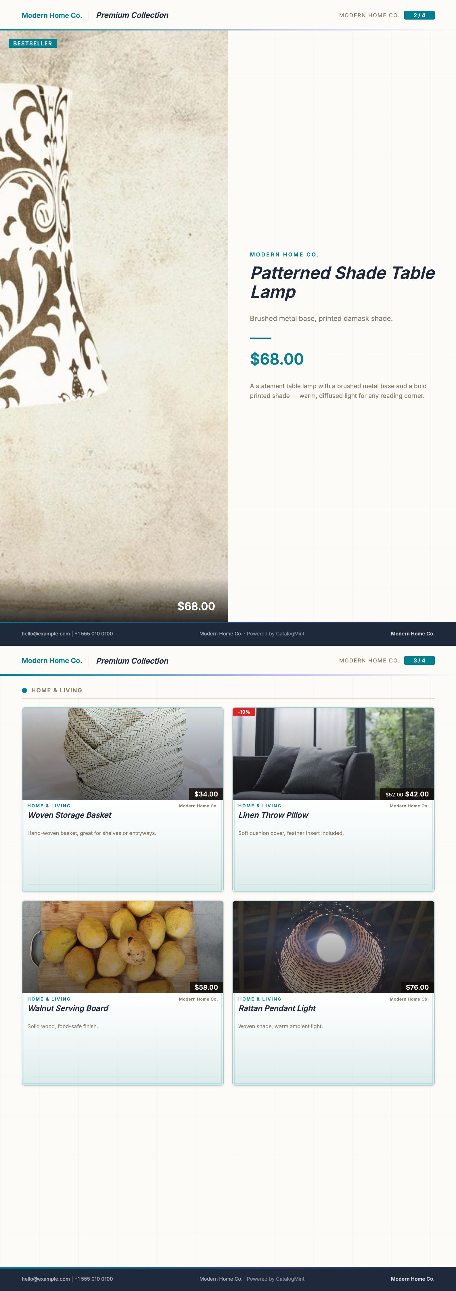 Premium Showcase PDF template — real rendered pages